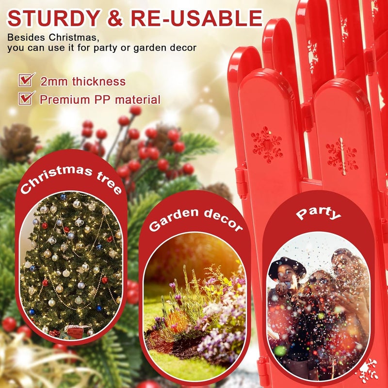 Wefaith Christmas Tree Fence Barrier for Pets & Kids - 36Pcs Foldable Picket Fence Gate Around Xmas Tree, Decorative Baby & Dog Cat Proof Indoor Christmas Tree Protector Decoration - Red - Image 2